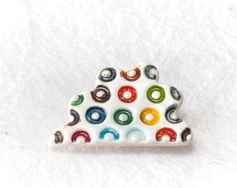 Rings Cloud Ceramic Brooch Handmade Colors Porcelain Gift Ceramic Cloud Brooch by Iana Kaisheva