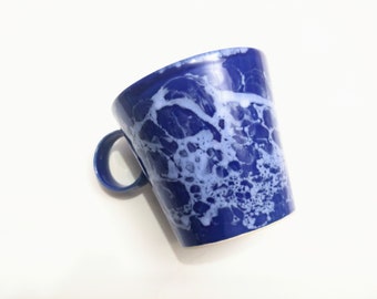 Blue ceramic Cup Sea Foam Bubbles Coffee Tea White Clay Vase Latte Watercolor Sea Water Style Handmade by Iana Kaisheva