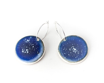 Blaue Keramik Ohrringe Silber Ohrring Handgemachte Schmuck Silber Ohr Draht Tropfen Keramik Ohrringe by Iana Kaisheva