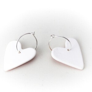 PINK Heart Ceramic Earrings Handmade Jewelry Silver Earring Hoop Pink Heart Ceramic Earrings by Iana Kaisheva image 5