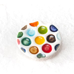 Color Dots Ceramic Brooch Circle Shape Ceramic Jewelry Colorful Palette Dots Big Holes Ceramic brooch by Iana Kaisheva image 3