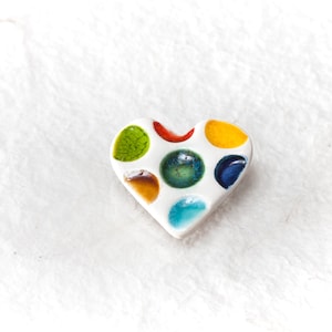 Color Big Dots Ceramic Brooch Small Heart Shape Brooch Colorful Dots Pin Ceramic Jewelry Rainbow colors by Iana Kaisheva image 1