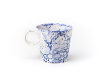 Sea Foam Bubbles Ceramic Cup Coffee Tea White Clay Blue Color Mug  Latte Watercolor Sea Water Bubbles Handmade by Iana Kaisheva