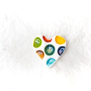 Color Big Dots Ceramic Brooch Small Heart Shape Brooch Colorful Dots Pin Ceramic Jewelry Rainbow colors by Iana Kaisheva image 3