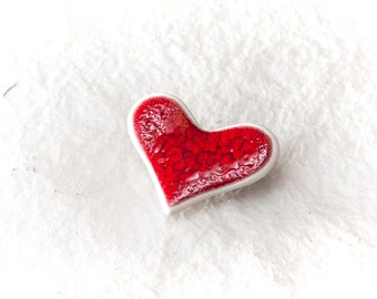 Red Heart Ceramic Brooch Handmade Heart Shape Brooch Red Ceramic Jewelry Handmade by Iana Kaisheva