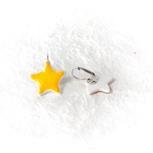 Yellow Star Ceramic Earrings Handmade Jewelry Lever back Star shape Yallow earrings by Iana Kaisheva image 3