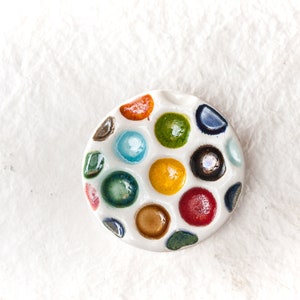 Color Dots Ceramic Brooch Circle Shape Ceramic Jewelry Colorful Palette Dots Big Holes Ceramic brooch by Iana Kaisheva image 2