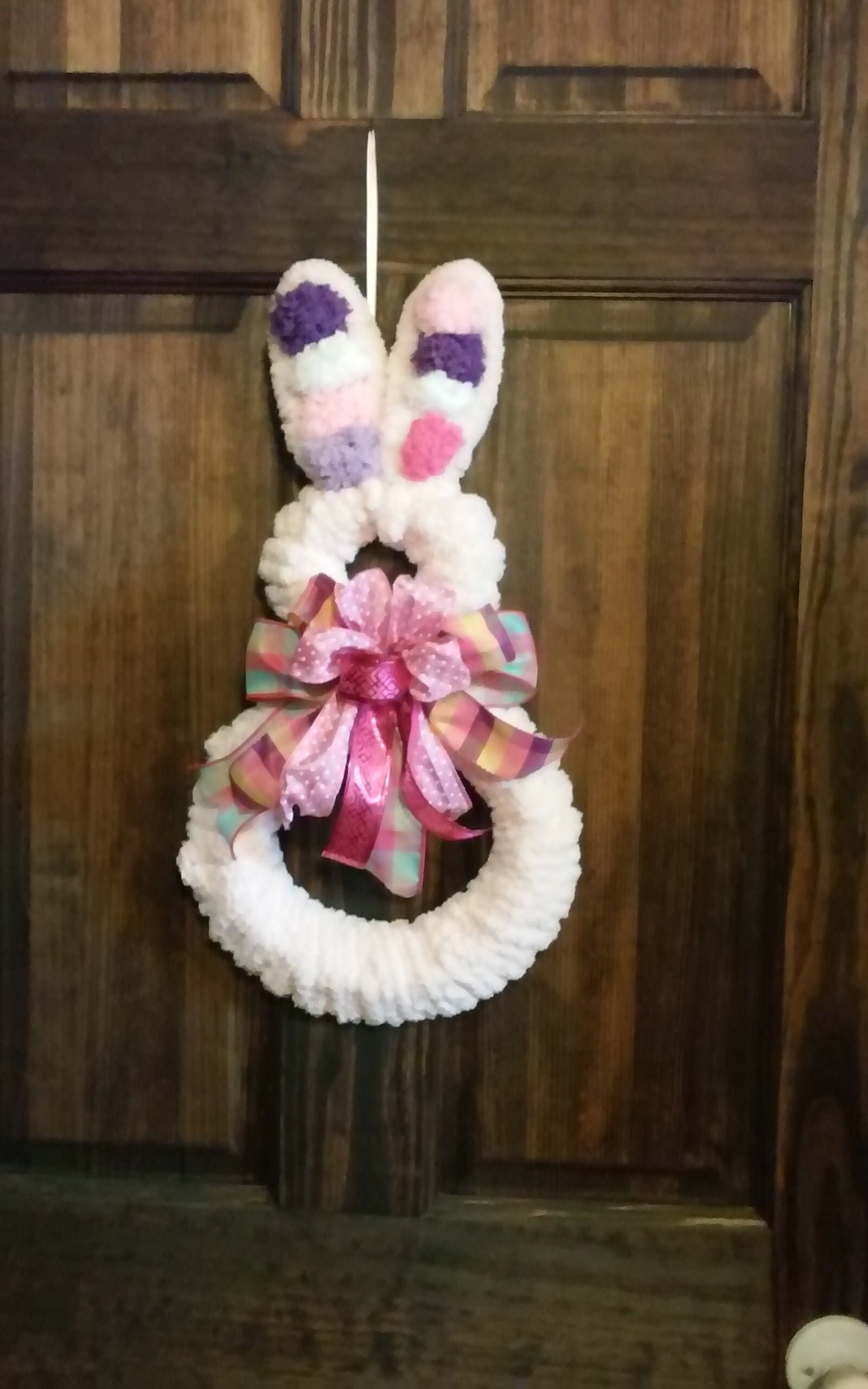 Yarn Easter Bunny Wreath  Large Yarn Bunny Wreath  Yarn Bunny Door De…
