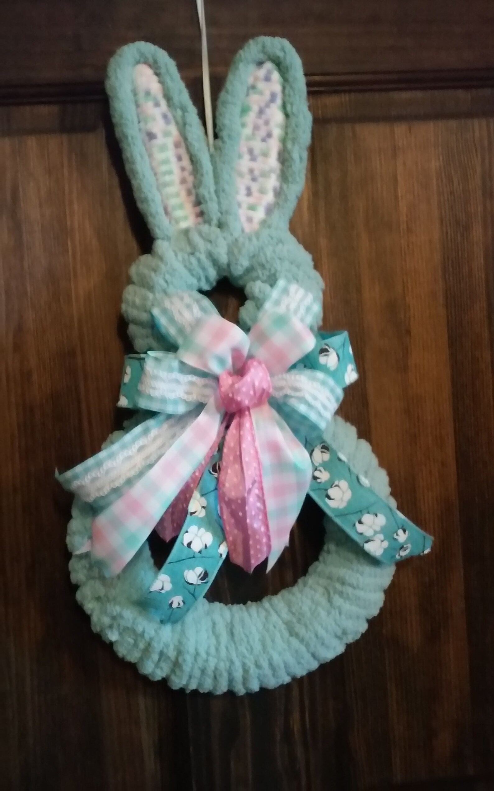 Yarn Easter Bunny Wreath Large Yarn Bunny Wreath Yarn Bunny Door Decor