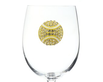 Jeweled Stemless Wine Glass- Tennis Ball main image 1