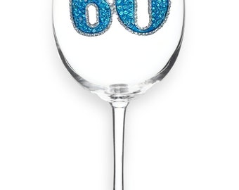 The Queens' Jewels -  60th Birthday Jeweled Glassware  - Unique Gift for Women Birthday Cute Not Painted Bling Bedazzled