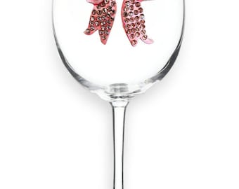 The Queens' Jewels -  Pink Bow Jeweled Drinkware  - Unique Gift for Women Birthday Cute Not Painted Bling Bedazzled