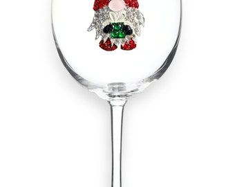 The Queens' Jewels -  Gnome Jeweled Glassware  - Unique Gift for Women Birthday Cute Not Painted Bling Bedazzled