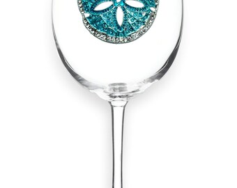 The Queens' Jewels -  Sand Dollar Jeweled Glassware  - Unique Gift for Women Birthday Cute Not Painted Bling Bedazzled