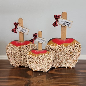 Faux caramel apple tier tray decor, Apple shelf sitter, Fall tier tray decor