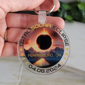 Solar Eclipse 2024 Keychain, Eclipse Keepsake, Custom Keychain