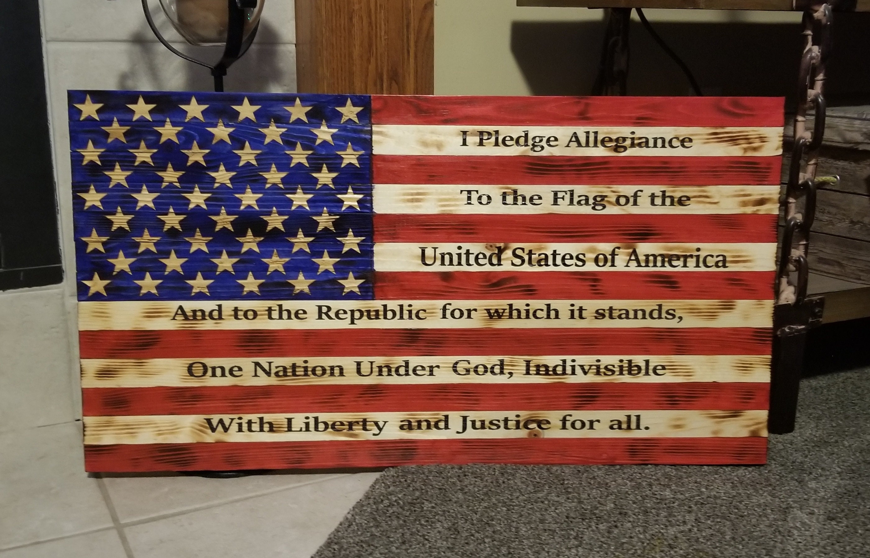 Wooden Rustic American Flag American Flag Wall Decor Etsy