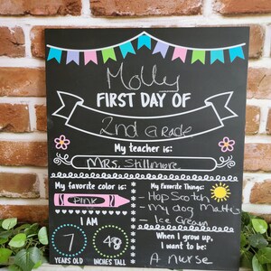 Back to School Sign, First Day Last Day of school Chalkboard, Reusable School Board Sign, Back to school photo Prop image 3