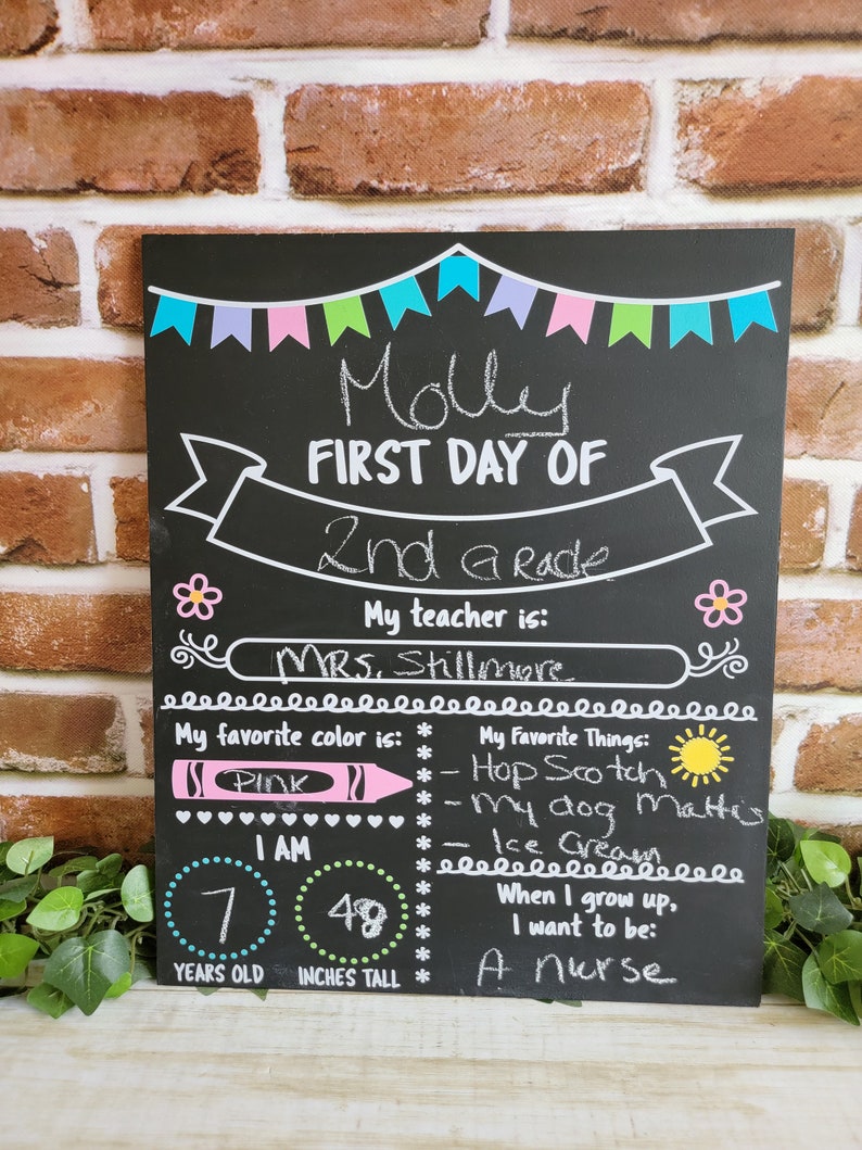 Back to School Sign, First Day Last Day of school Chalkboard, Reusable School Board Sign, Back to school photo Prop image 3