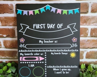 Back to School Sign, First Day Last Day of school Chalkboard, Reusable School Board Sign, Back to school photo Prop