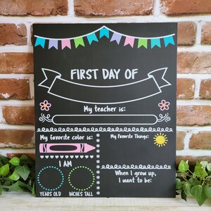Back to School Sign, First Day Last Day of School Chalkboard, Reusable ...