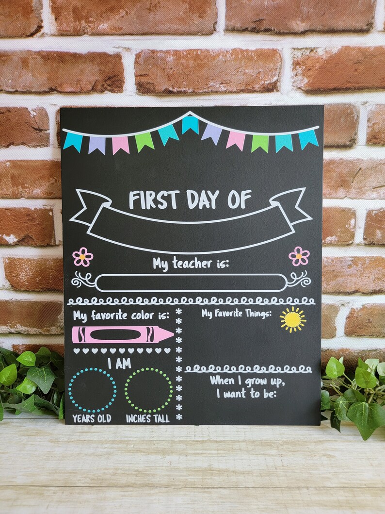 Back to School Sign, First Day Last Day of school Chalkboard, Reusable School Board Sign, Back to school photo Prop image 4