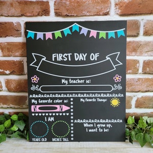 Back to School Sign, First Day Last Day of school Chalkboard, Reusable School Board Sign, Back to school photo Prop image 5