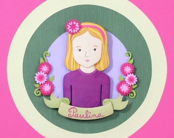 Portrait personnalisé découpé sur papier. Art du papier. Cadeau personnalisé. Poupée en papier. Portrait de famille. Premier anniversaire. Cadeau de fête des mères. Cadeau de fête des pères.