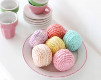 Play Food Crochet Macarons / Sweets for Kids Tea Party / Unique Kitchen Decor / Birthday Gift / Special Gift