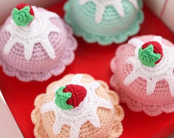 Play Food Crochet Cupcake/ Playroom Decor / Kitchen Decor/ Crochet Cake for Pretend Play