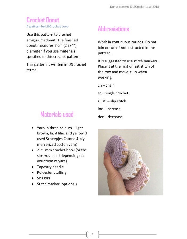Crochet Donut Pattern / Amigurumi Donut Pattern / PDF Crochet Pattern / PDF File image 6