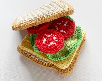 Crochet Sandwich/ Crochet Play Food/ Pretend Food/ Amigurumi Food/ Kitchen Decor/ Crochet Food