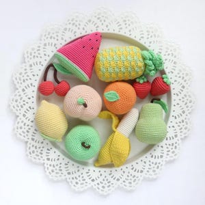 Play Food Crochet Fruits - Set of 11 / Fruits For Pretend Play / Toys for Kids Kitchen / Amigurumi Fruits