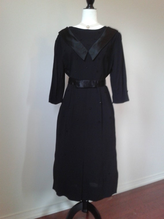 1950'S 1940's Wiggle Bombshell Black Dress Satin