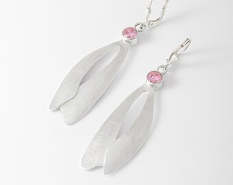 Earrings with pink zirconia made of 925 sterling silver