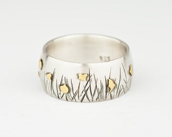 Meadow ring with fine gold