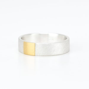 Silver ring with fine gold square image 2
