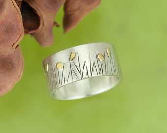 Meadow ring with fine gold