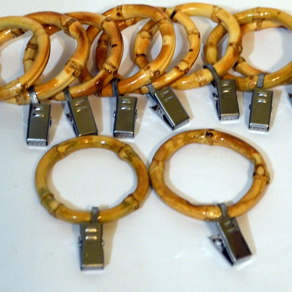 Bamboo curtain rings set of 10 for thinner rods up to 1.25"