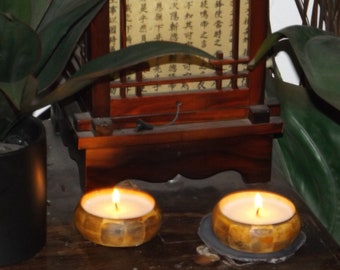 Scented candles in bamboo set of 2