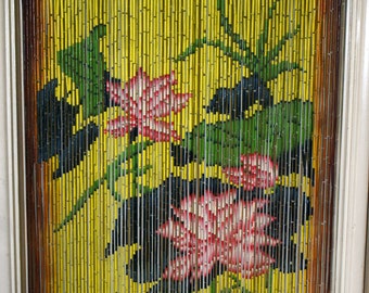 Bamboo beaded curtain water flowers dragon fly room partitioner