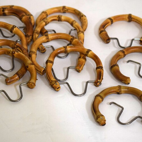 Bamboo Curtain Rings With Clips Set of 12 Etsy