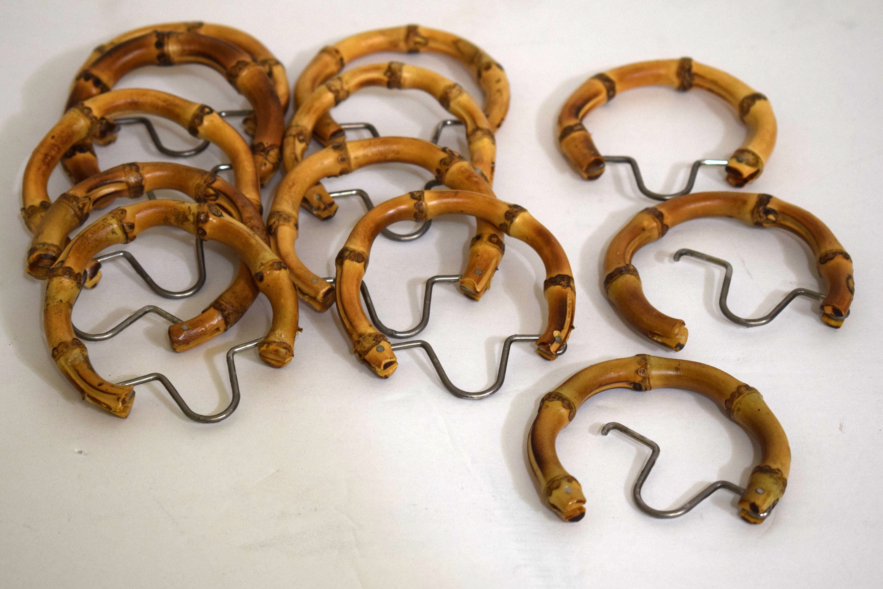 Wood Curtain Rings with Clips in Black Varnished Finish (Set of 12, 2.25 inch)