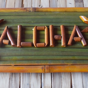 Bamboo tiki wall signs rustic