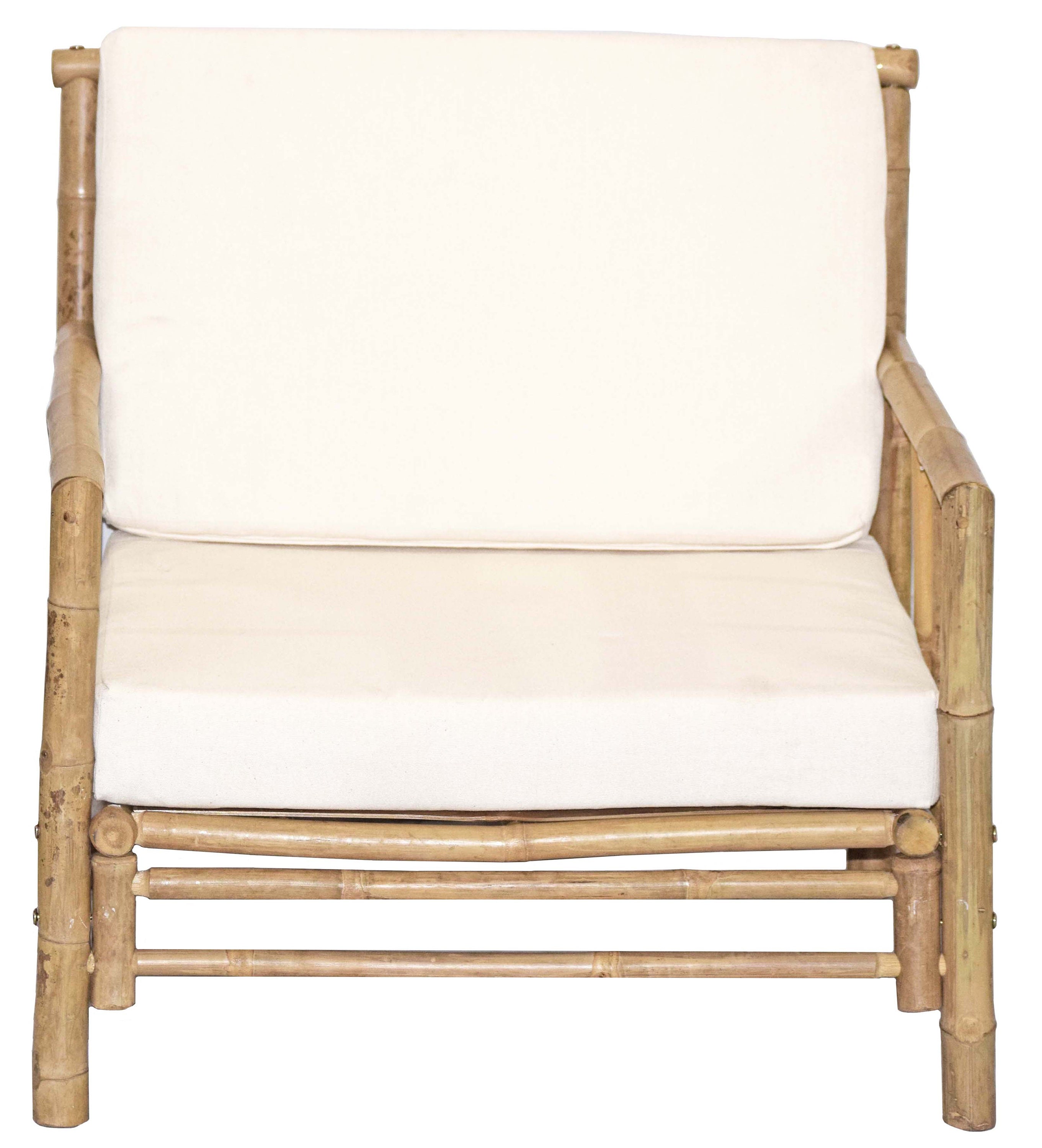 White Velcro Strap Bamboo Folding Chair Cushion