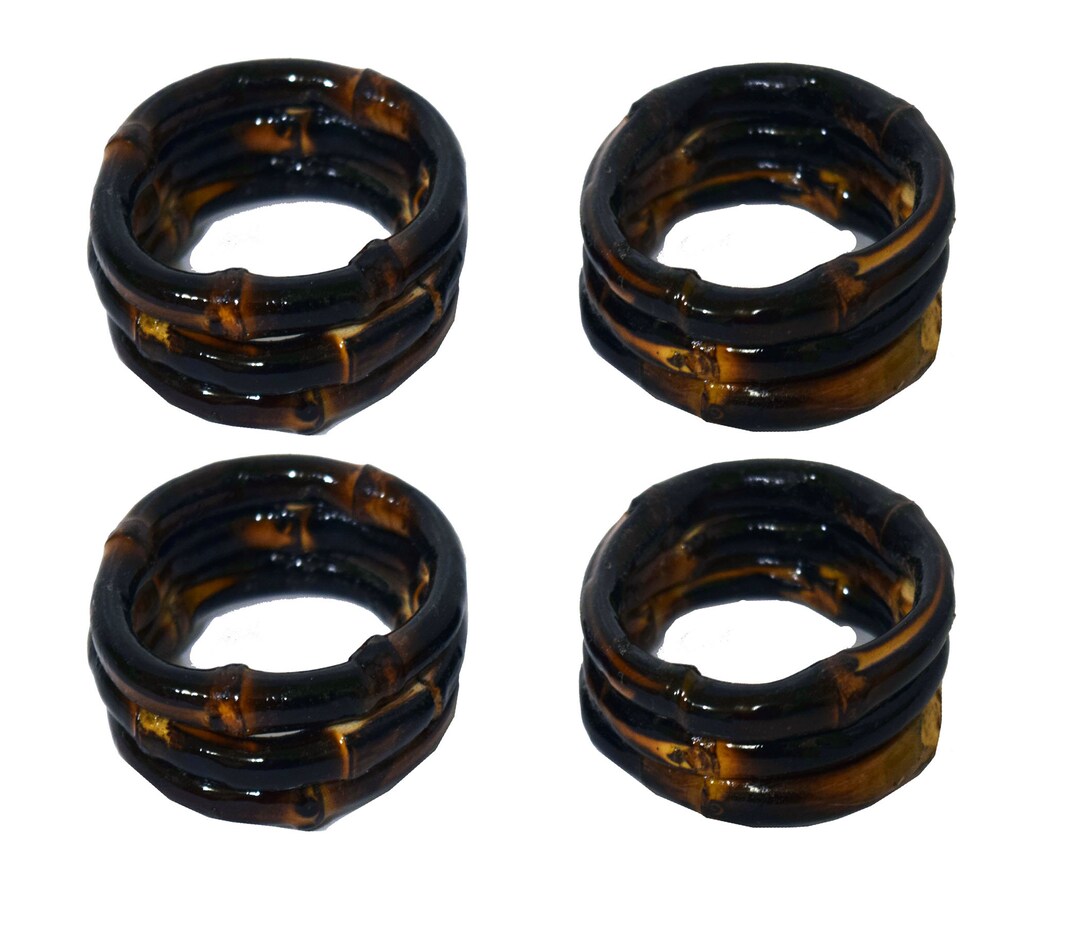 Set of 4 Bamboo Napkin Rings Etsy