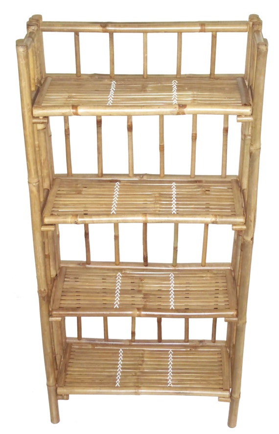 Bamboo Folding 4 Tier Book Shelf or Utility Rack Etsy