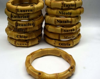 Bamboo bracelet laser etch monogram with name