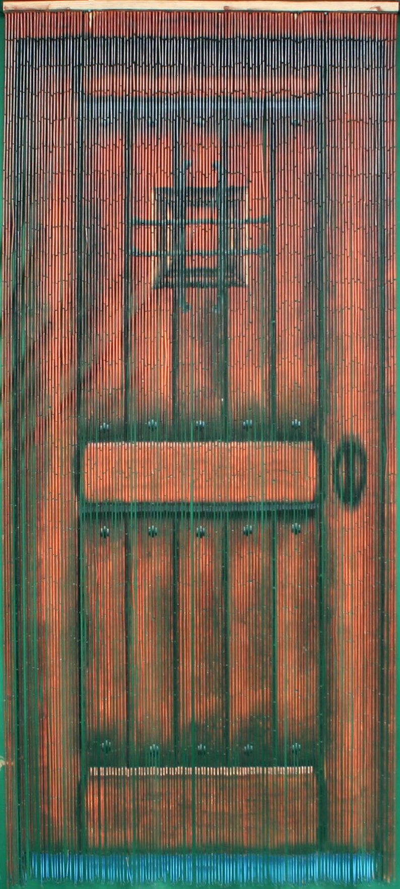 Bamboo beaded curtain door scene | Etsy