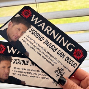 Supernatural Visor Warning Labels, Supernatural, Dean Winchester, Visor Warning Labels, Waterproof Sticker